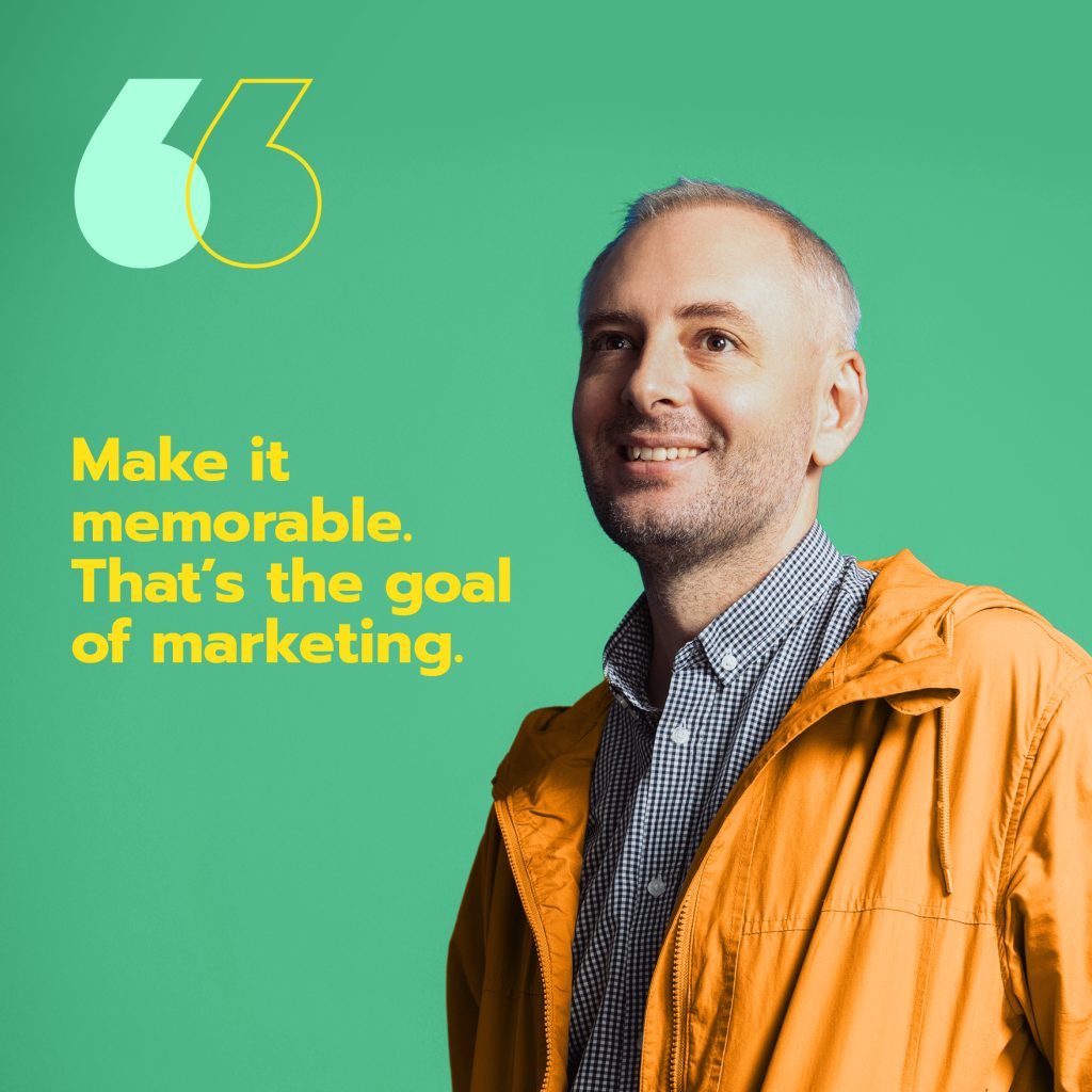 HKLM social media post of internal staff with a quote about marketing